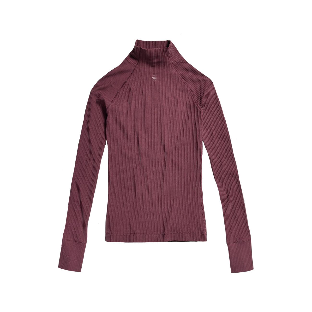 G-STAR RAW DENIM RIB MOCK SLIM L/S WMN Damen Turtleneck Shirt - G-Star Raw Denim - SAGATOO - 8720346842233